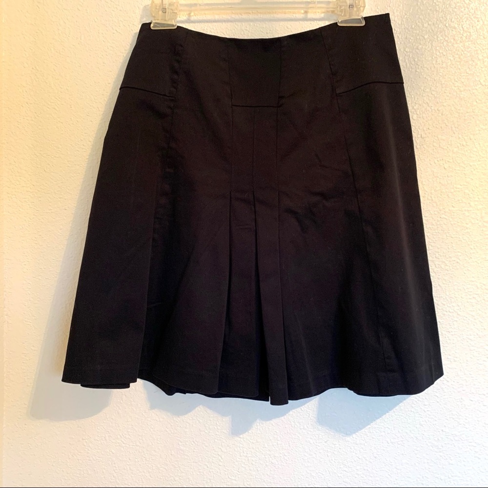 Apostrophe Black Pleated Lined Cotton Skirt